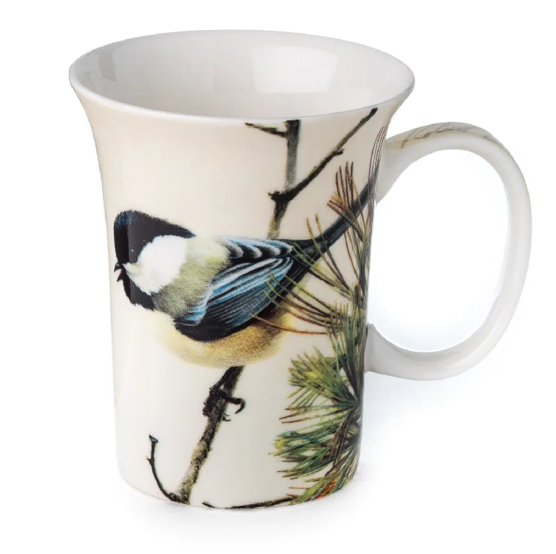 Handcrafted pottery teacups-Chickadees Crest Mug