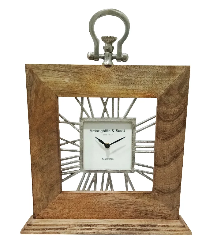 Bold red wall mirrors-Sagebrook Home 15863-01 13" X 16" Mango Wood Table Clock, Natural