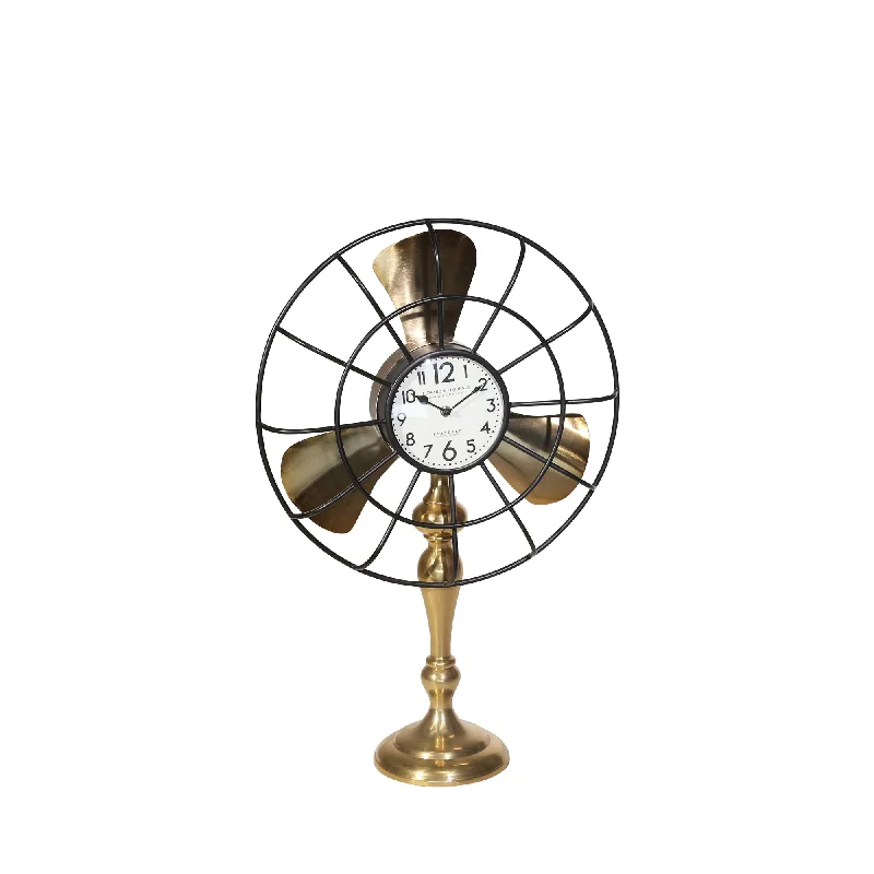 Cozy fleece throw pillows-Sagebrook Home 14840-01 28" Metal Fan-Style Table Clock, Gold