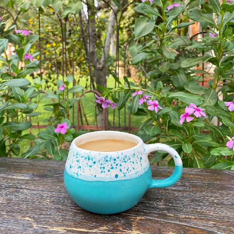 Glitter-decorated tumblers for fun-Sea blue & white Malmo mug