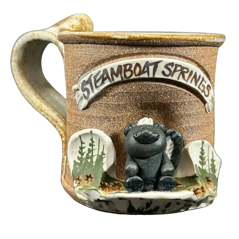 Classic black coffee mugs-Steamboat Springs Skunk 3D Mug