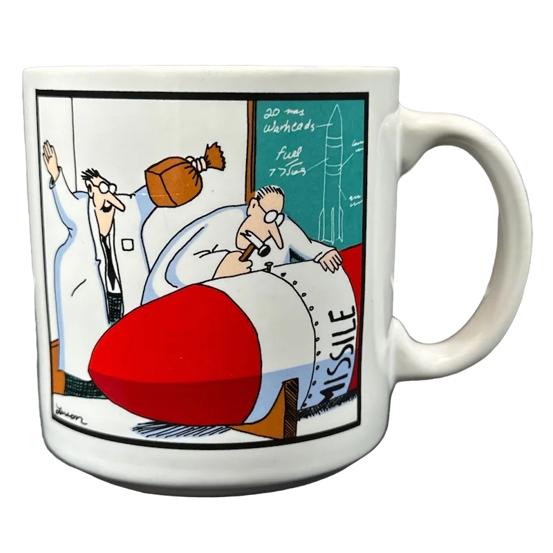 Vintage teacups for collectors-The Far Side Gary Larson Scientists Building A Missile Mug OZ