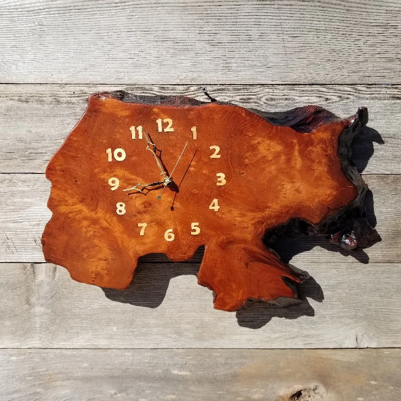 Modern abstract wall shelves-Wood Wall Clock Handmade Wall Hanging Rustic Redwood Burl Clock #488 Wedding Gift Father's Day Gift Unique Christmas Gift LG