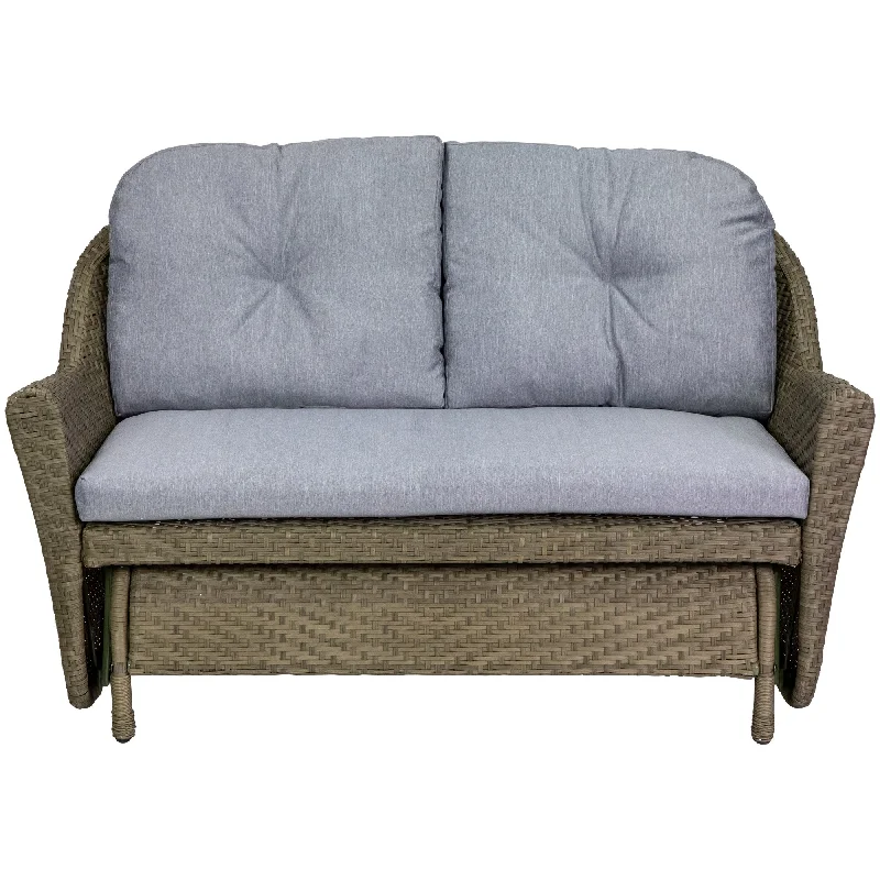 Bold yellow wall frames-46" Taupe Gray Resin Wicker Deep Seated Double Glider with Gray Cushions