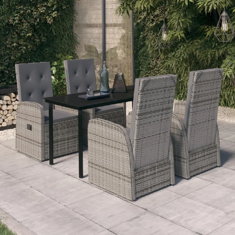 Sleek stainless steel planters-5 Piece Patio Dining Set with Cushions Gray