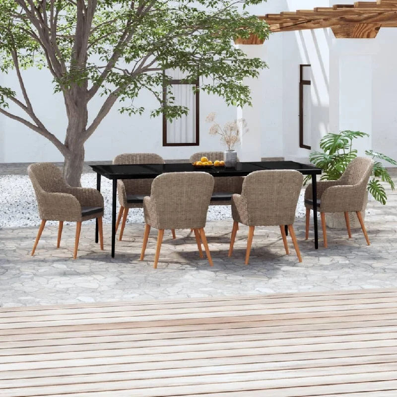 Luxury crystal wall decor-7 Piece Patio Dining Set with Cushions Brown