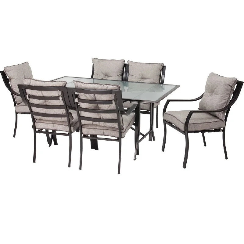 Elegant gold table coasters-Daily Boutik 7-Piece Outdoor Patio Furniture Metal Dining Set with Cushions