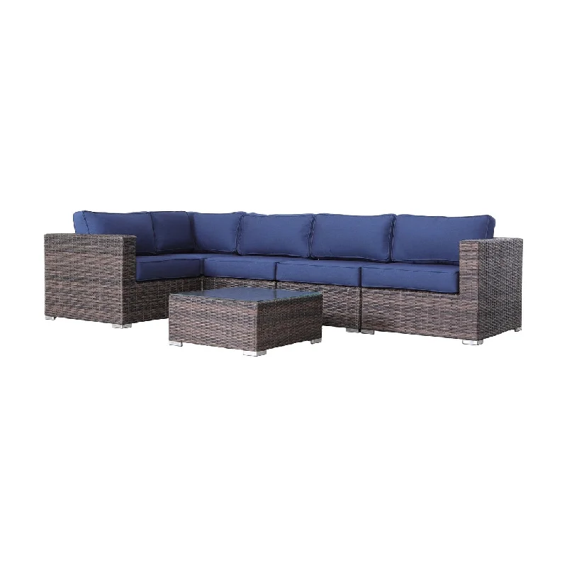 Minimalist bamboo candle holders-LSI 6 Piece Rattan Sectional Seating Group with Sunbrella Cushions