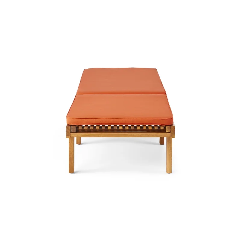 Teak Finish+Rust Orange Cushion