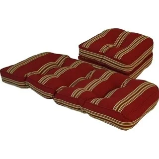 Minimalist bamboo throw blankets-Outdoor Cabana Stripe Chili Pepper Gussett 3 Piece Cushion Set