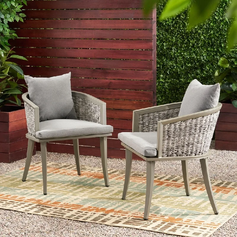 Designer glass candle holders-Pebble Outdoor Boho Wicker Club Chair with Cushions (Set of 2) by Christopher Knight Home