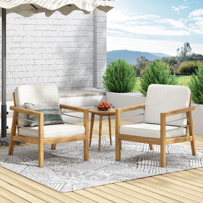 Modern geometric wall art-Verdugo Outdoor Outdoor Acacia Wood Club Chairs with Cushions (Set of 2) by Christopher Knight Home