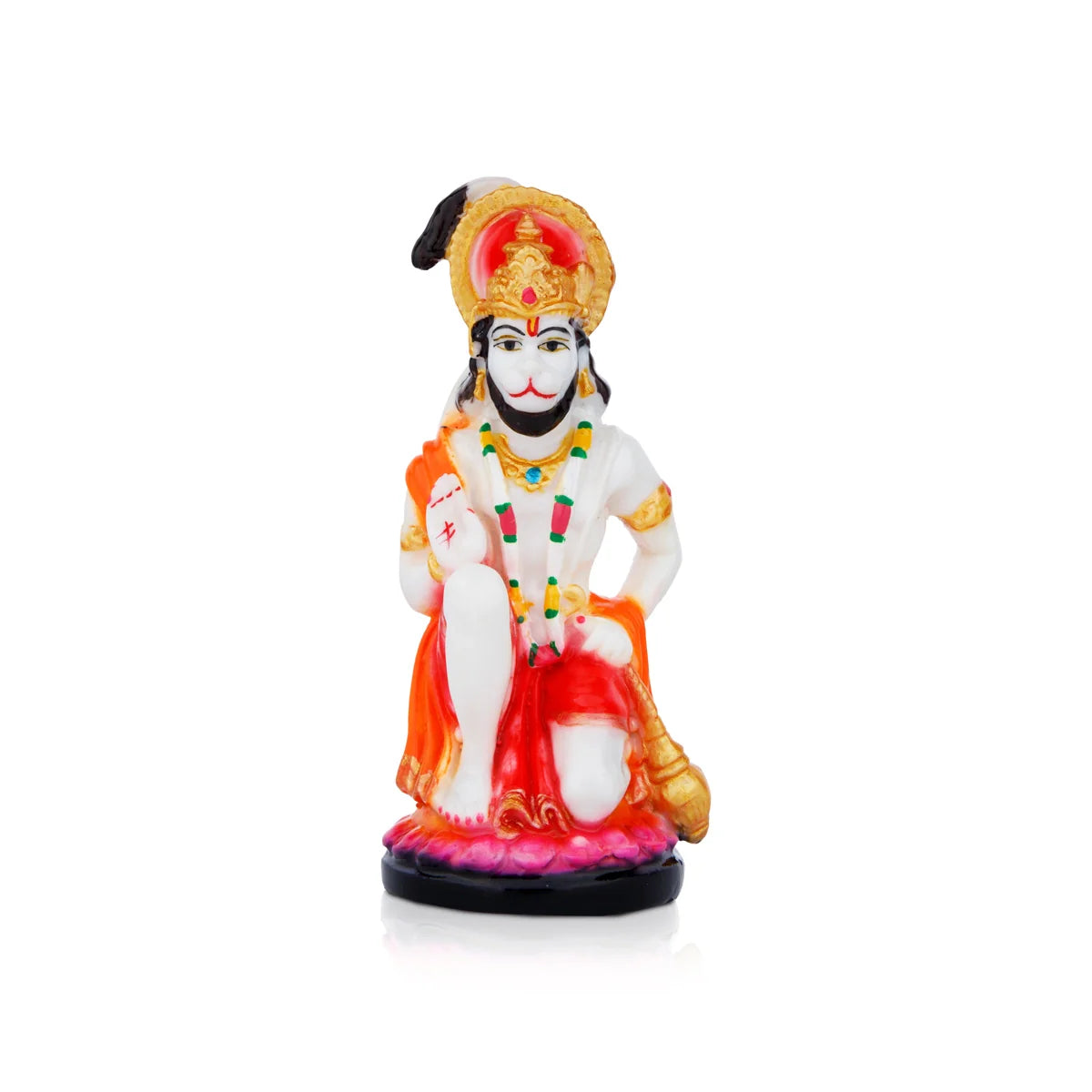 Modern geometric wall mirrors-Anjaneya Statue - 5 x 2.25 Inches | Resin statue/ Hanuman Sitting Statue/ Hanuman Murti for Pooja