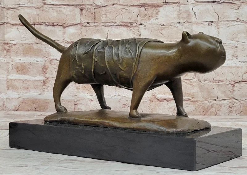 Rustic wooden candle holders-Botero Cat Bronze Statue Hot Cast Collectible Artwork Hand Made Artwork