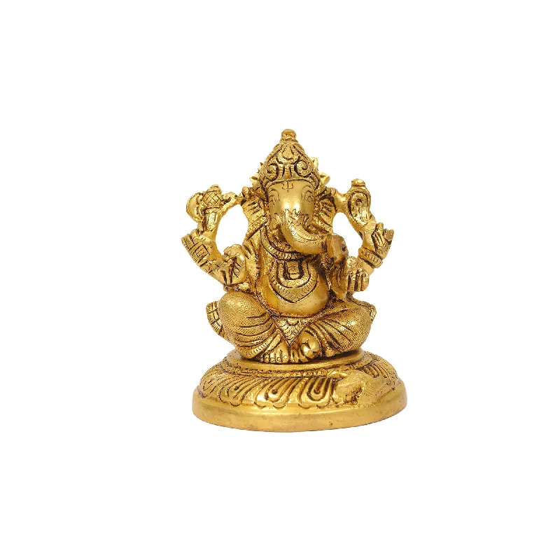 Luxury gold wall mirrors-BRASS 4.5 IN GANESHA