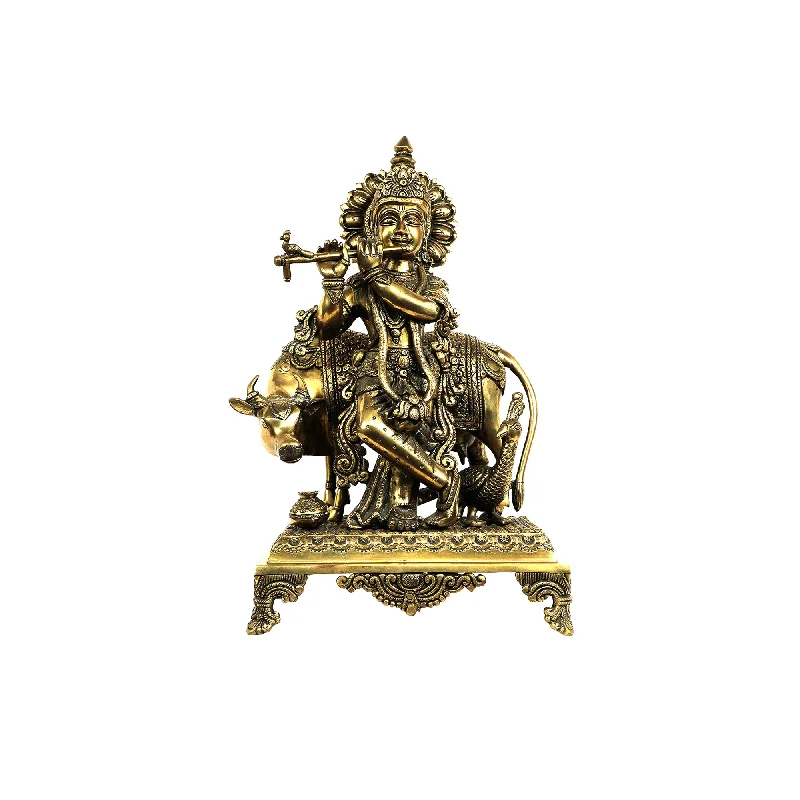 Cute kids’ wall clocks-Brass Cow krishna