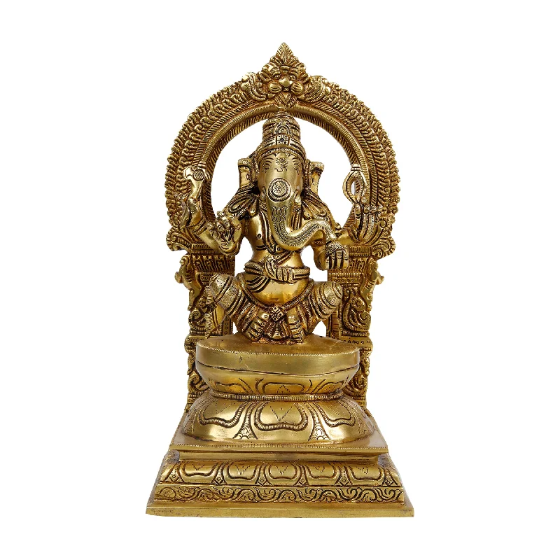 Bold black accent vases-Brass Ganesh With Arch