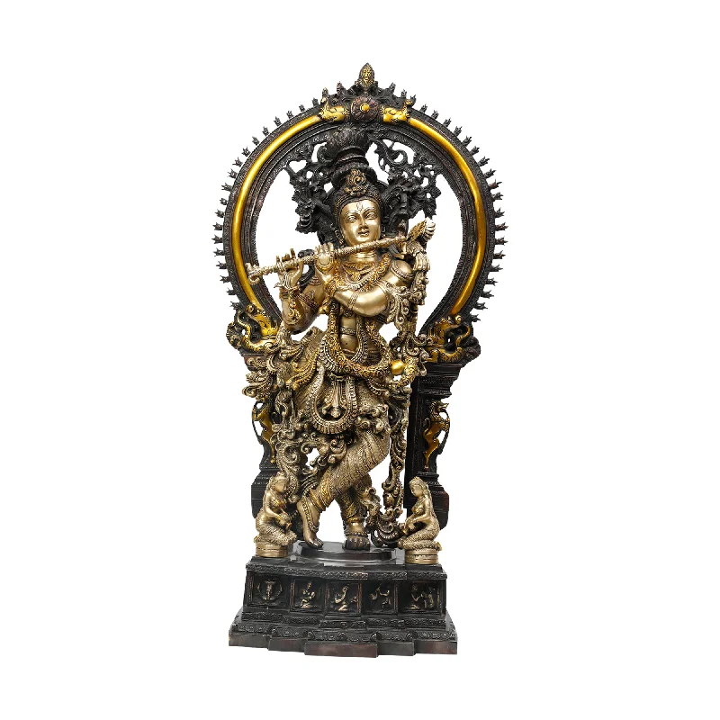 Cute animal-themed cushions-Brass Krishna Standing