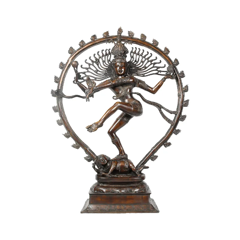 Sleek glass wall sculptures-Brass Nataraja