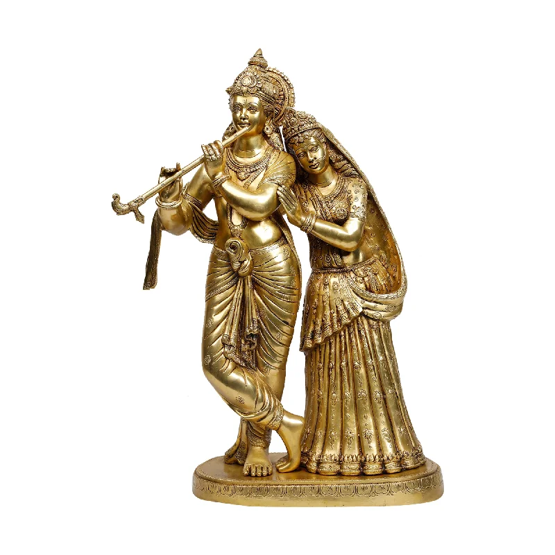 Vintage brass wall clocks-Brass Radha Krishna