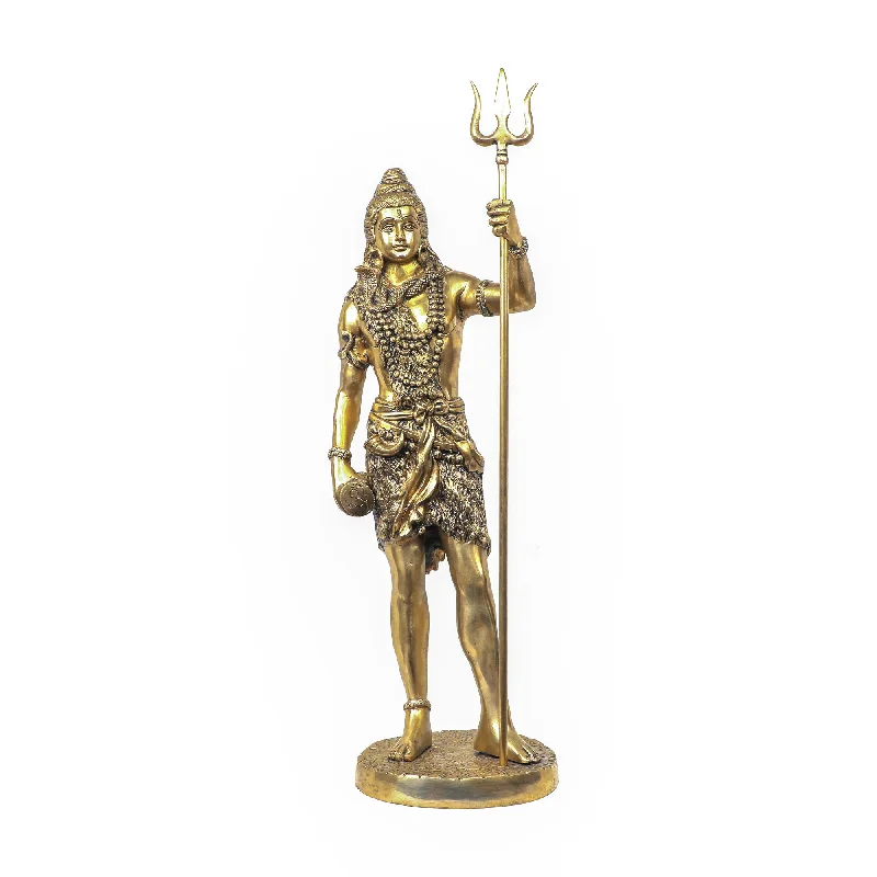 Minimalist bamboo candle holders-Brass Shiva Standing