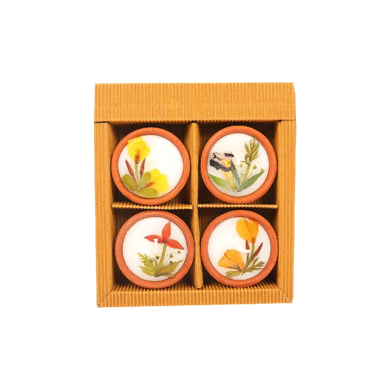 Retro ceramic table vases-FRAGRANCE DIYA SET OF 4 ( LOTUS)