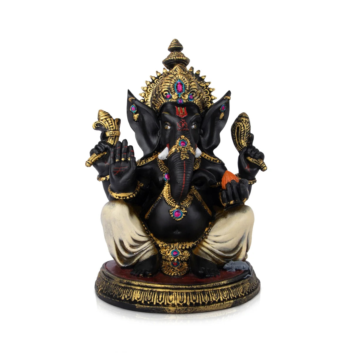 Modern geometric wall mirrors-Ganesh Statue - 11 x 11 Inches | Resin Statue/ Black Vinayaka Idol / Ganesh Idol for Pooja