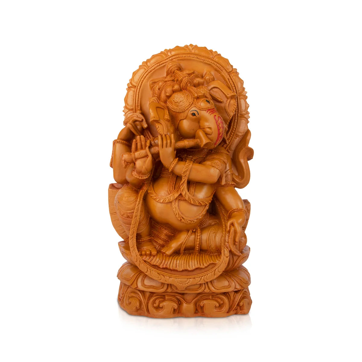 Cozy fleece accent rugs-Ganesh Statue - 13 x 6.4 Inches | Wooden Polish Lord Ganesha Playing Flute Idol / Ganesh Idol for Pooja