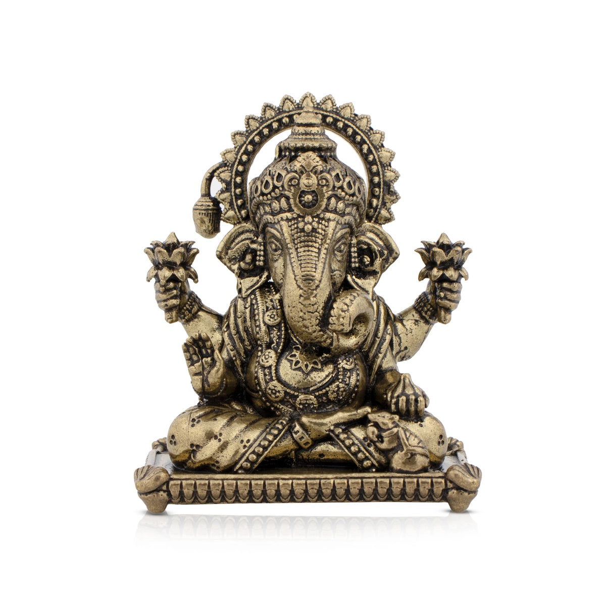 Cute animal-themed cushions-Ganesha Murti Statue - 2 x 1.75 Inches | Brass Idol/ Vinayaka Idol for Pooja/ 55 Gms Approx