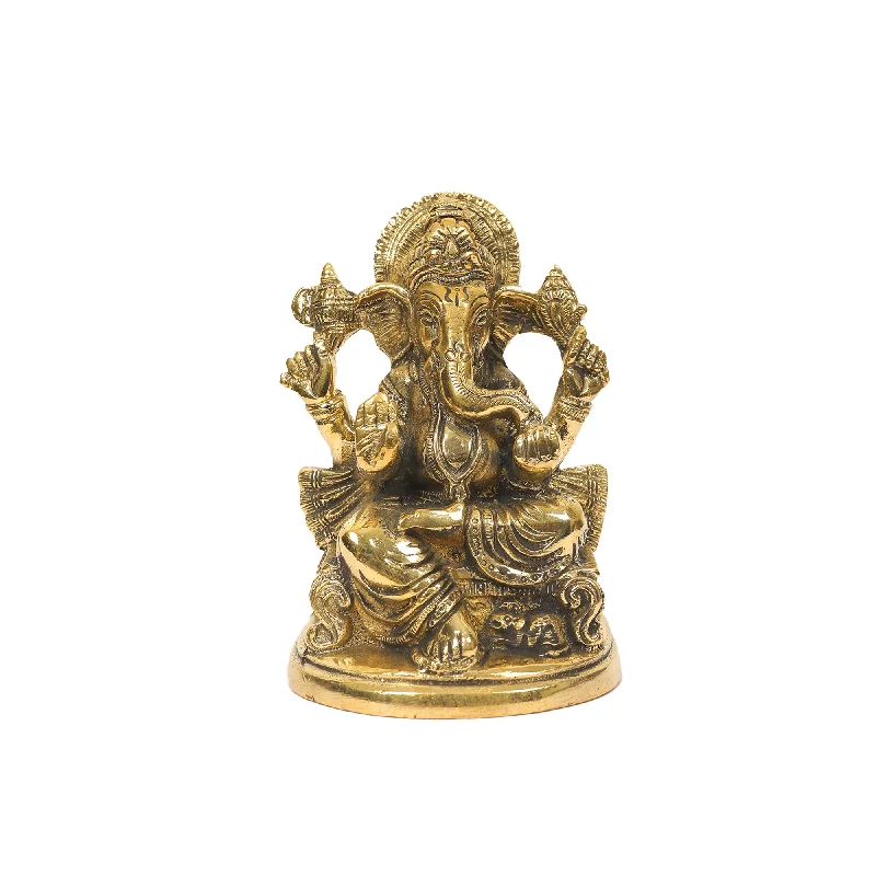 Stylish rattan wall mirrors-GANESHA SITTING ON BASE