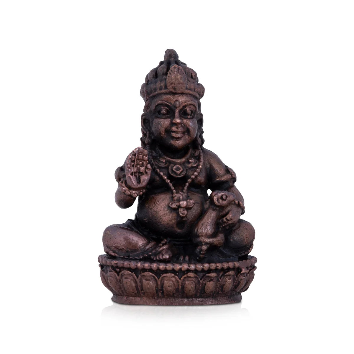 Minimalist bamboo candle holders-Kubera Statue - 1.5 x 1.25 Inches | Kuber Murti/ Copper Idol/ kuberan idol for Pooja/ 55 Gms Approx