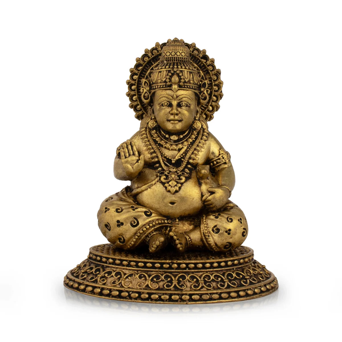 Cute kids’ wall clocks-Kubera Statue - 4 x 4 Inches | Kuber Murti/ Brass Idol/ kuberan idol for Pooja/ 440 Gms Approx