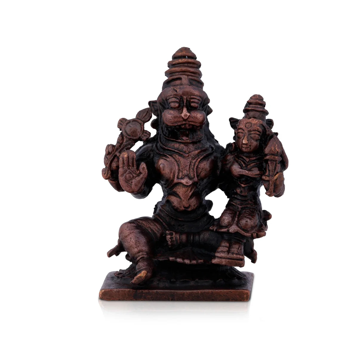 Retro ceramic wall planters-Lakshmi Narasimha Swamy Statue - 2 x 1.5 Inches | Copper Idol/ Lakshmi Narasimha Murti/ 80 Gms Approx