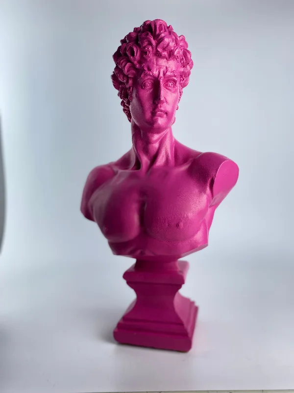 Retro ceramic table vases-David 'Dark Pink' Pop Art Sculpture, Modern Home Decor, Large Sculpture