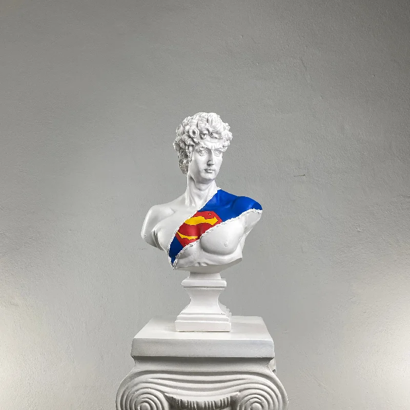 Cozy knit blankets for winter-David 'Superman' Pop Art Sculpture, Modern Home Decor, Large Sculpture