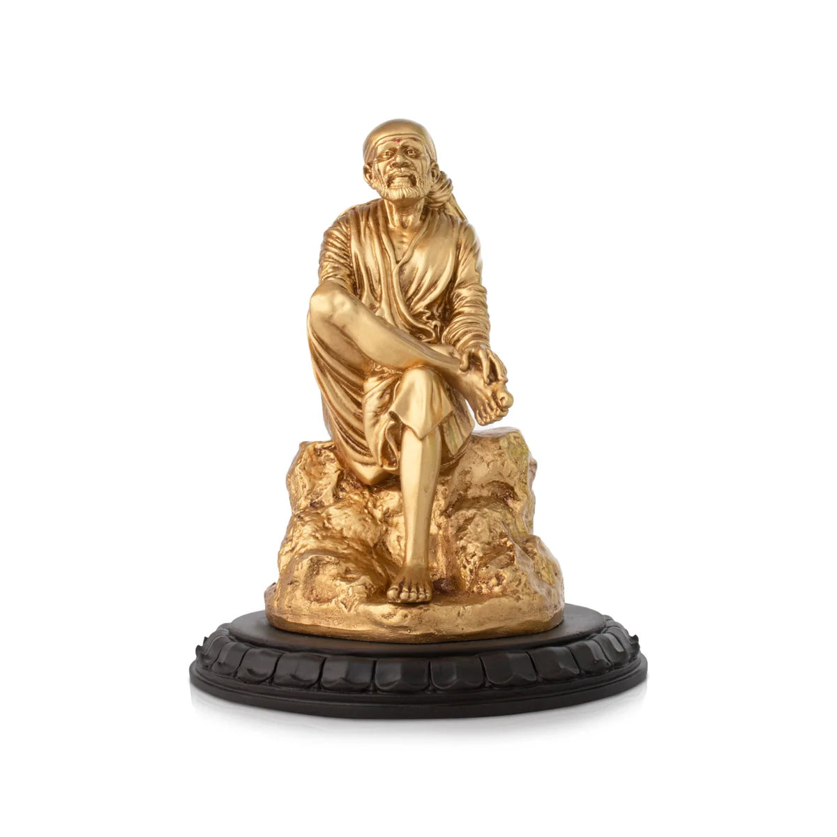 Minimalist bamboo candle holders-Saibaba Statue – 10 x 7 Inches | Shirdi Sai Baba Idol/ Gold Polish Saibaba Idol for Pooja