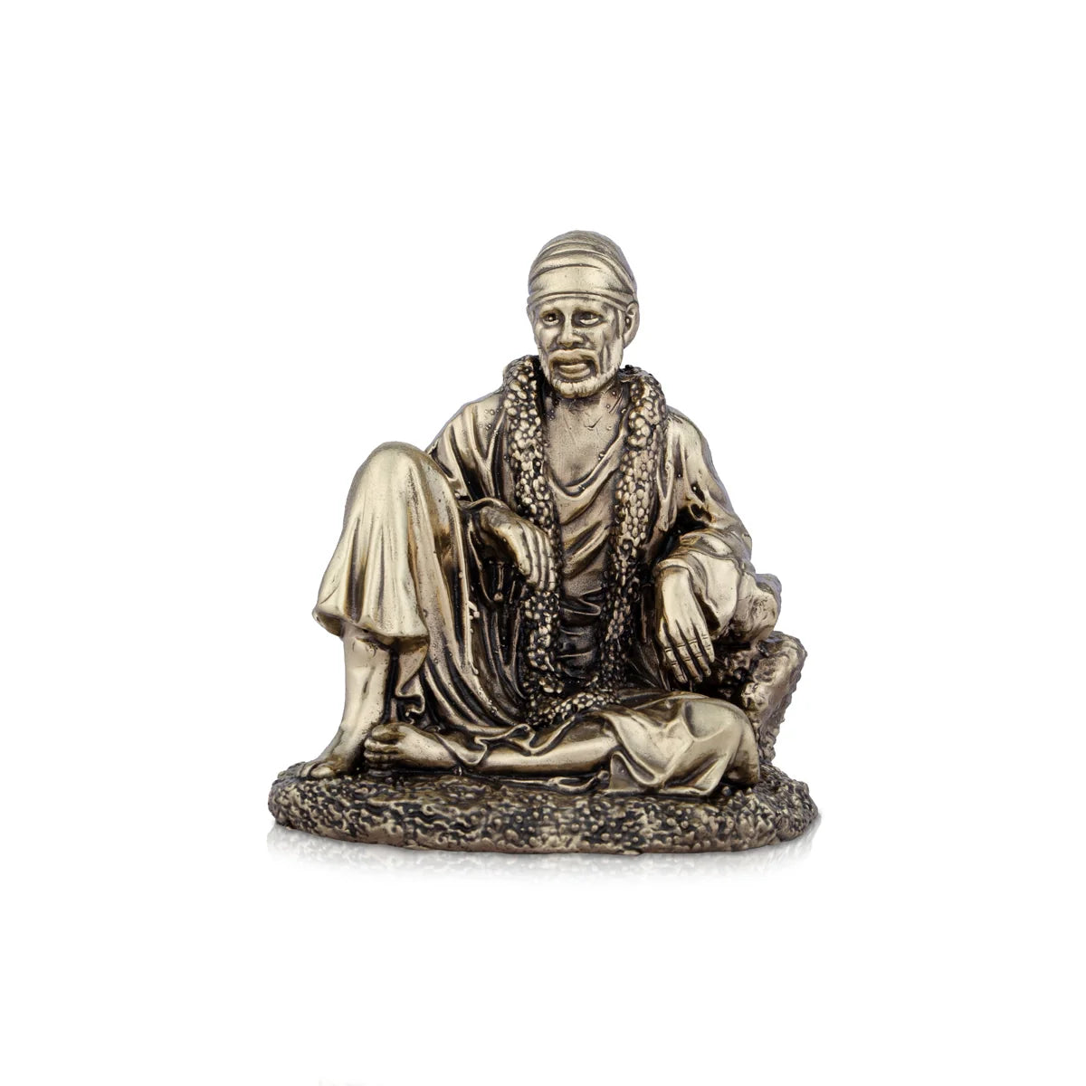 Sleek glass wall sculptures-Saibaba Statue - 2 x 1.75 Inches | Saibaba Sitting idol/ Brass Idol/ Sai Baba Vigraham/ 45 Gms Approx