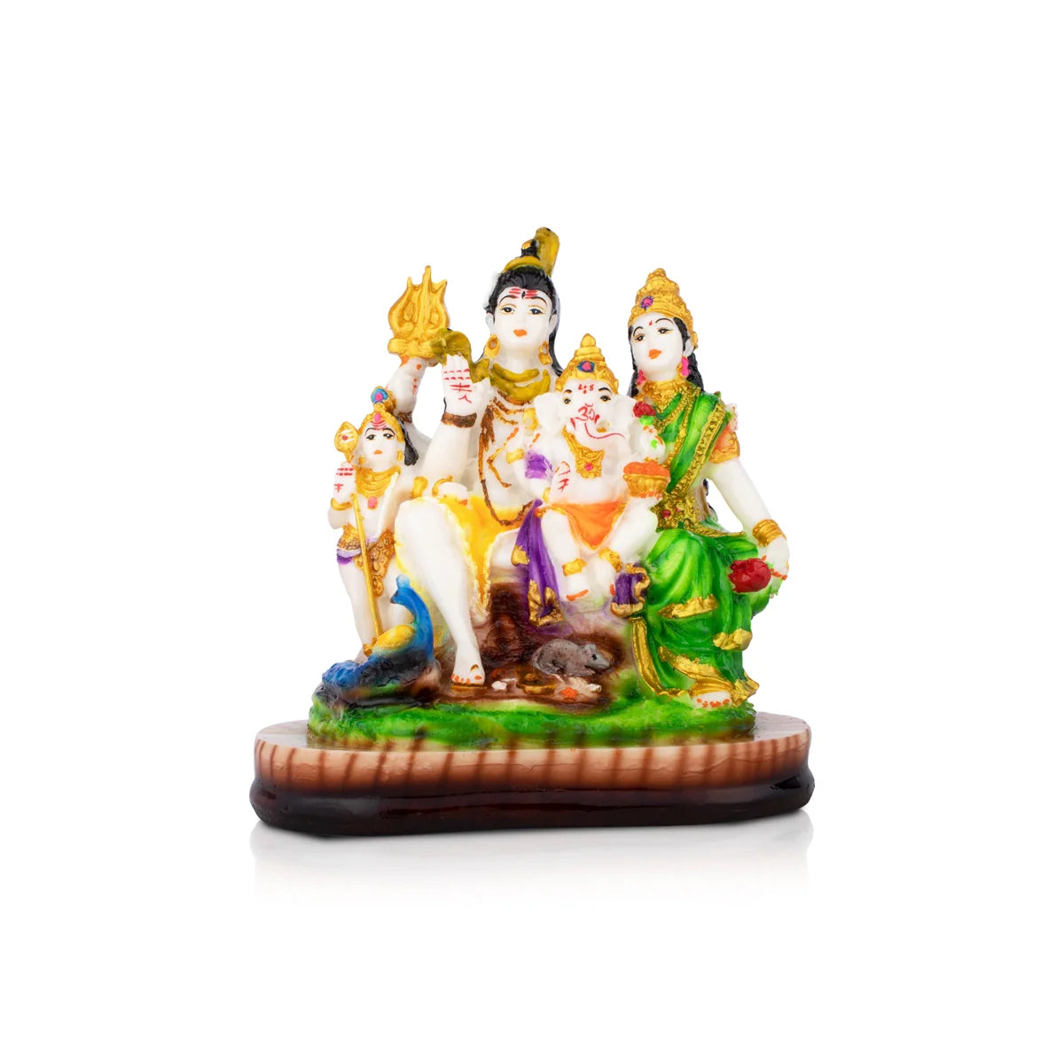 Luxury velvet wall mirrors-Shiv Family Murti - 6 x 5 Inches | Resin Idol/ Shiv Parivar Murti for Pooja