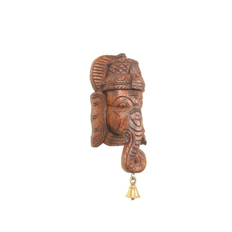 Minimalist bamboo throw blankets-WOODEN GANESHA MASK