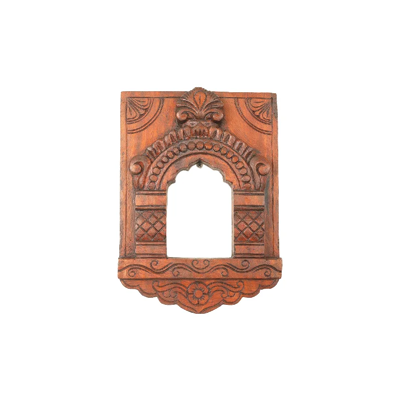 Handmade pottery candle holders-WOODEN JHAROKHHA MIRROR FRAME