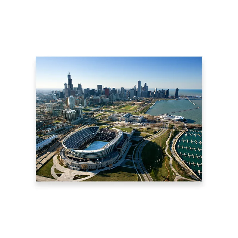 Designer crystal table vases-Aerial view of Chicago - Soldier Field