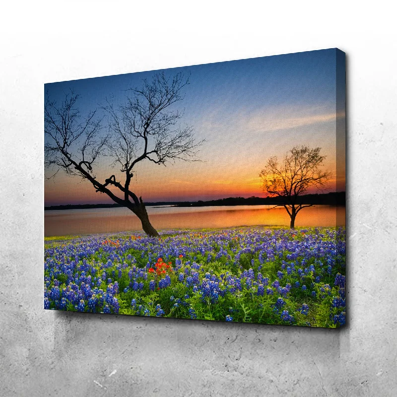 Bold red wall mirrors-Blooming Bluebonnet Wildflower Field