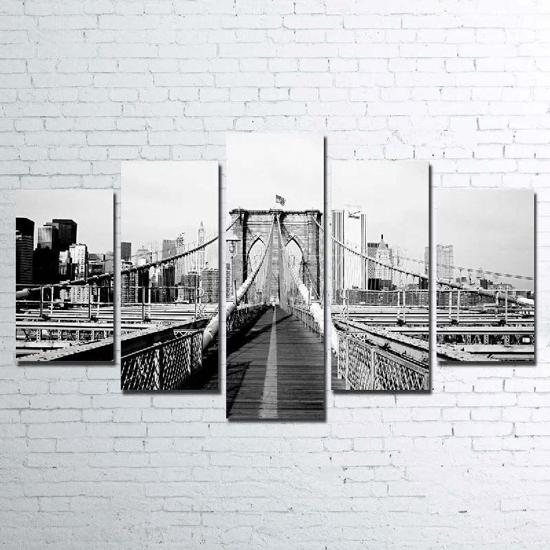 Bold yellow accent rugs-Brooklyn Bridge Flag Canvas Set