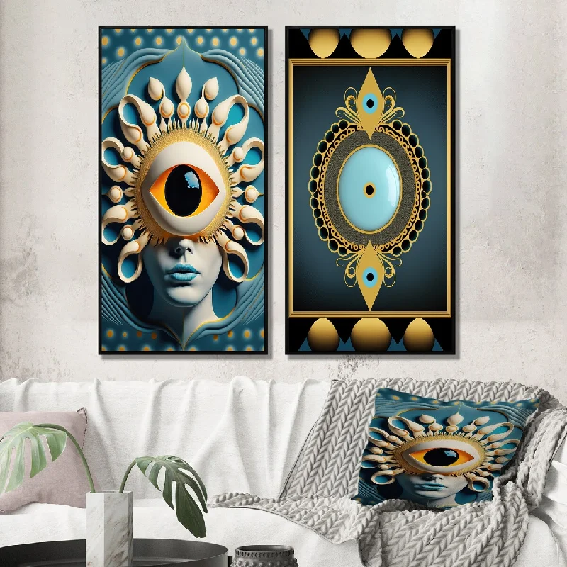 Sleek glass terrariums-Designart "Radiant Eye Of The Beholder II" Modern Abstract Wall Art Décor - Traditional Gallery Wall Set For Home Decor