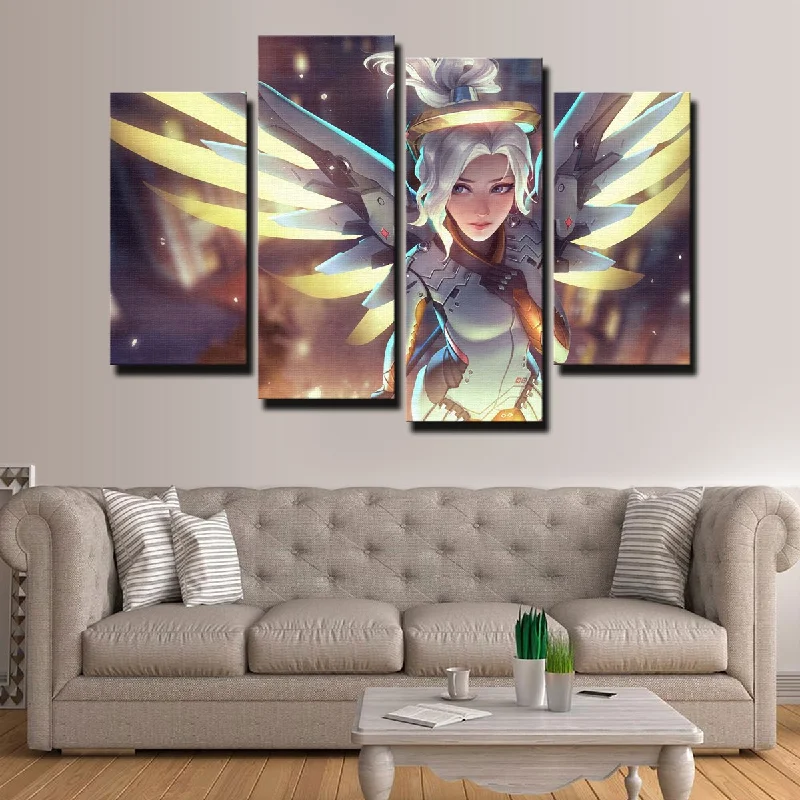 Vintage brass accent lamps-Overwatch Mercy Canvas Set