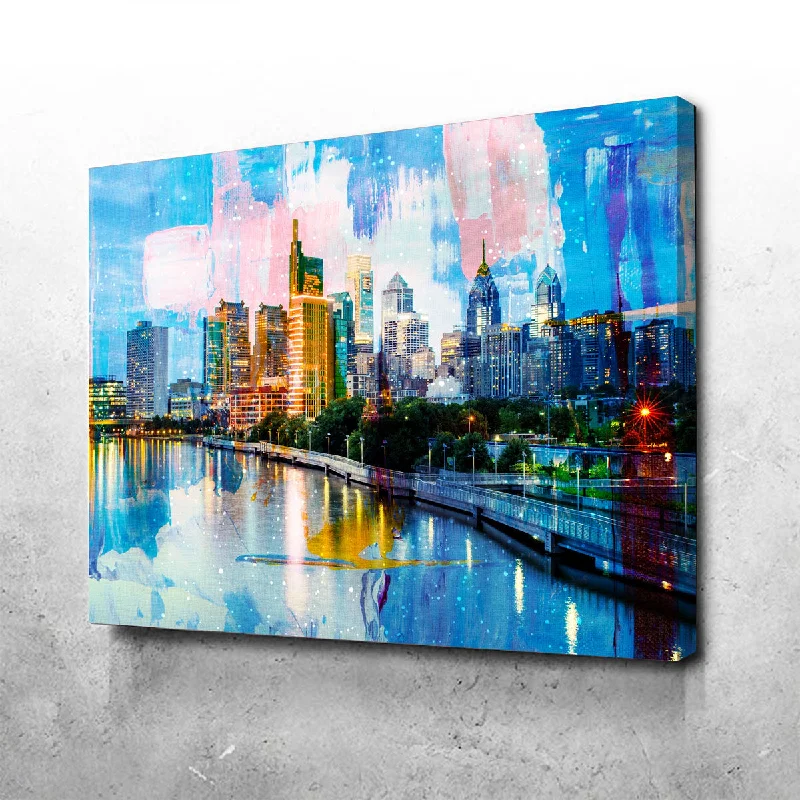 Cute kids’ wall decals-New Philadelphia Skyline Canvas Set