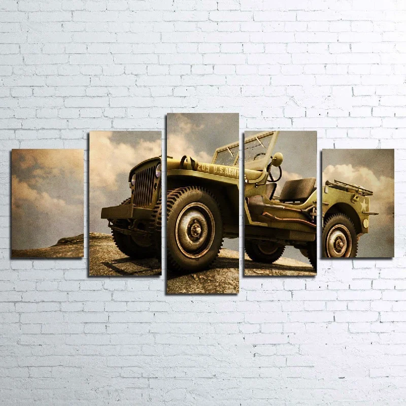 Hand-painted wooden planters-Willys Military Jeep Canvas Set