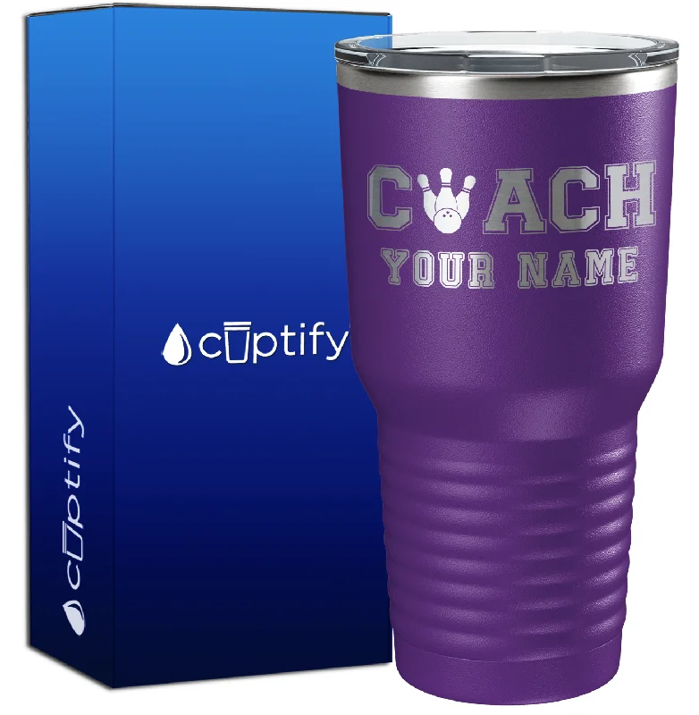 Heavy-duty plastic party cups-Personalized Bowling Coach 30oz Coach Tumbler