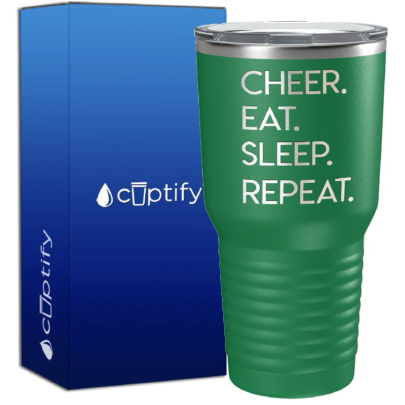 Thermal insulated travel cups-Eat Sleep Cheer Repeat 30oz Cheer Tumbler