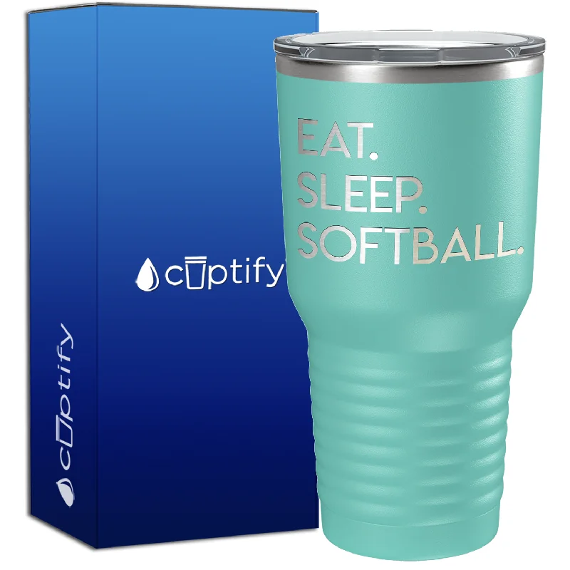 Custom logo coffee mugs-Eat Sleep Softball 30oz Softball Tumbler